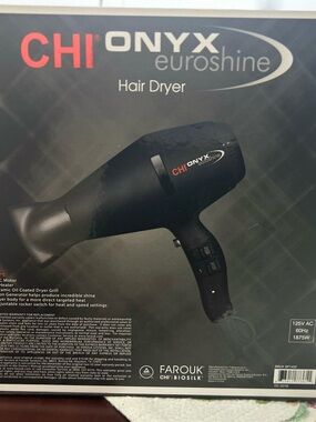 CHI Onyx Euroshine Black Hair Dryer - Professional Ionic Styling